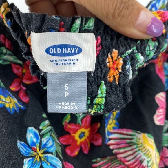 Old Navy Floral Linen Blend Tropical Bird Tank Top vacation summer size S - Picture 5 of 6